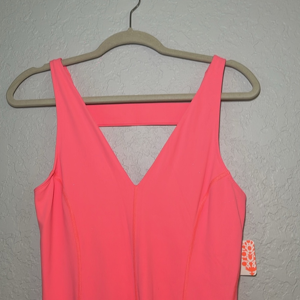 New ✨ FP Movement Never better Strappy Back Jumpsuit Medium Neon Coral - Picture 4 of 11